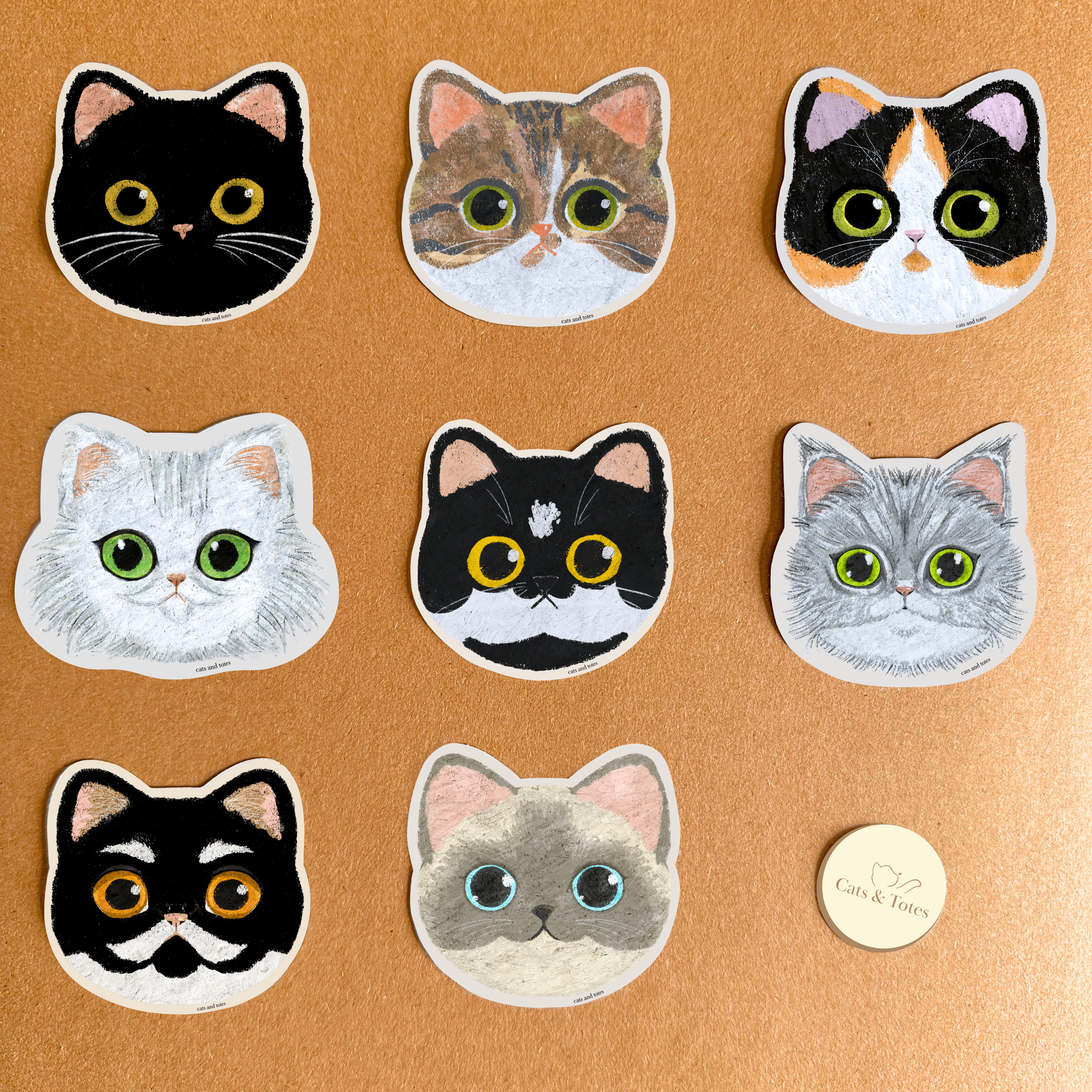 different cat breed cute stickers collection vinyl matte waterproof and laminated