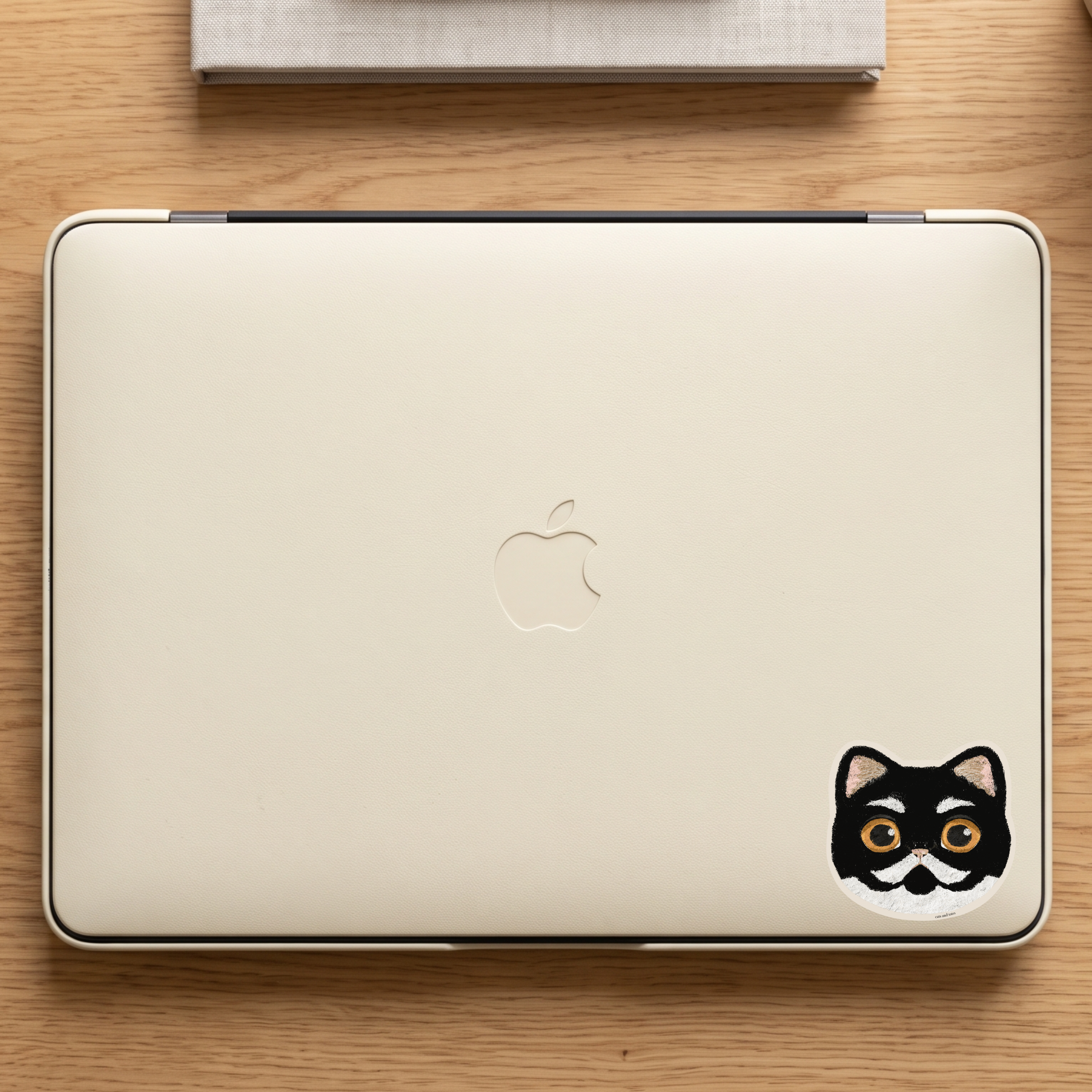 tuxedo cat vinyl matte sticker waterproof original artwork digital pastel illustration