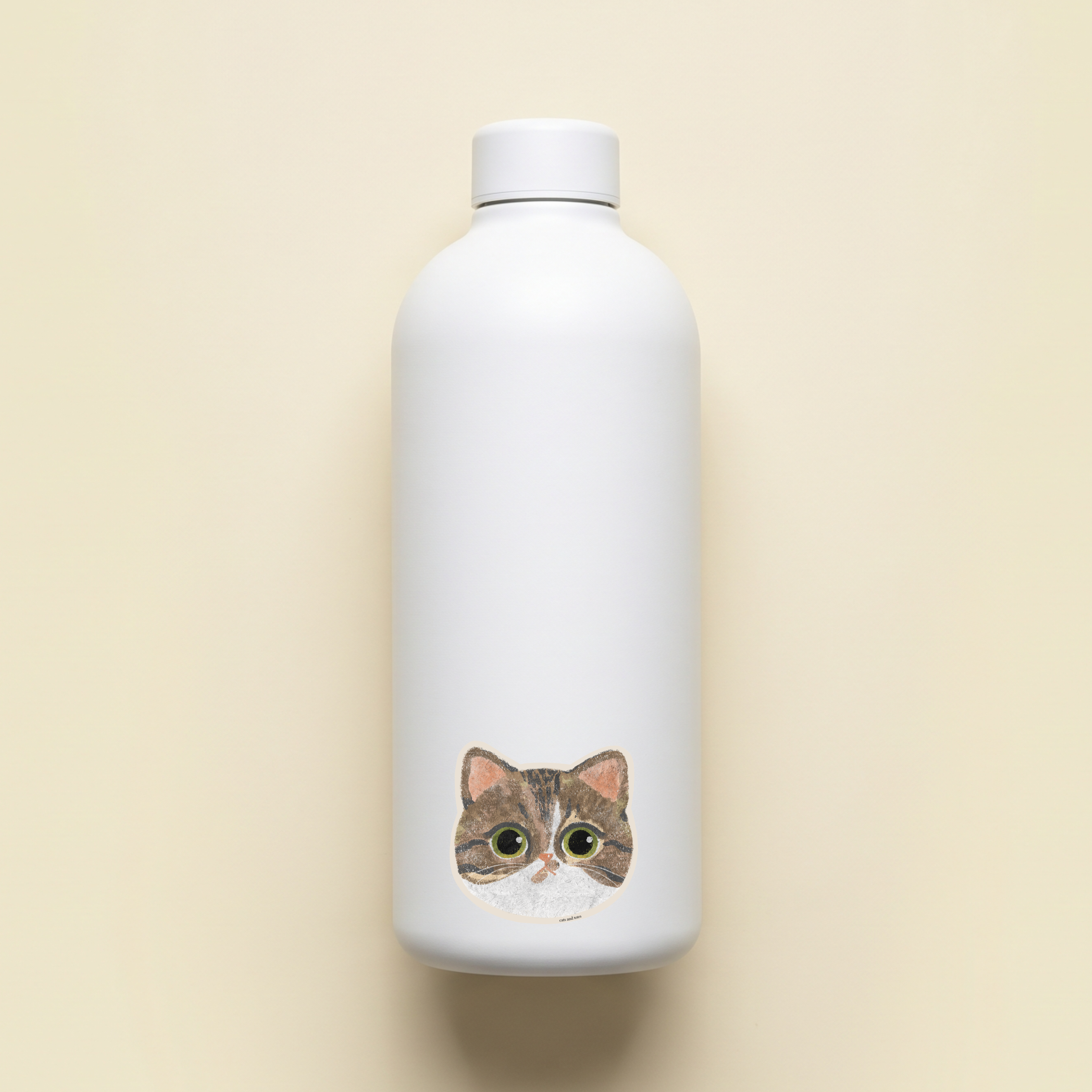 tabby cat american shorthair cat tabby cat american shorthair vinyl matte waterproof sticker on a white water bottle