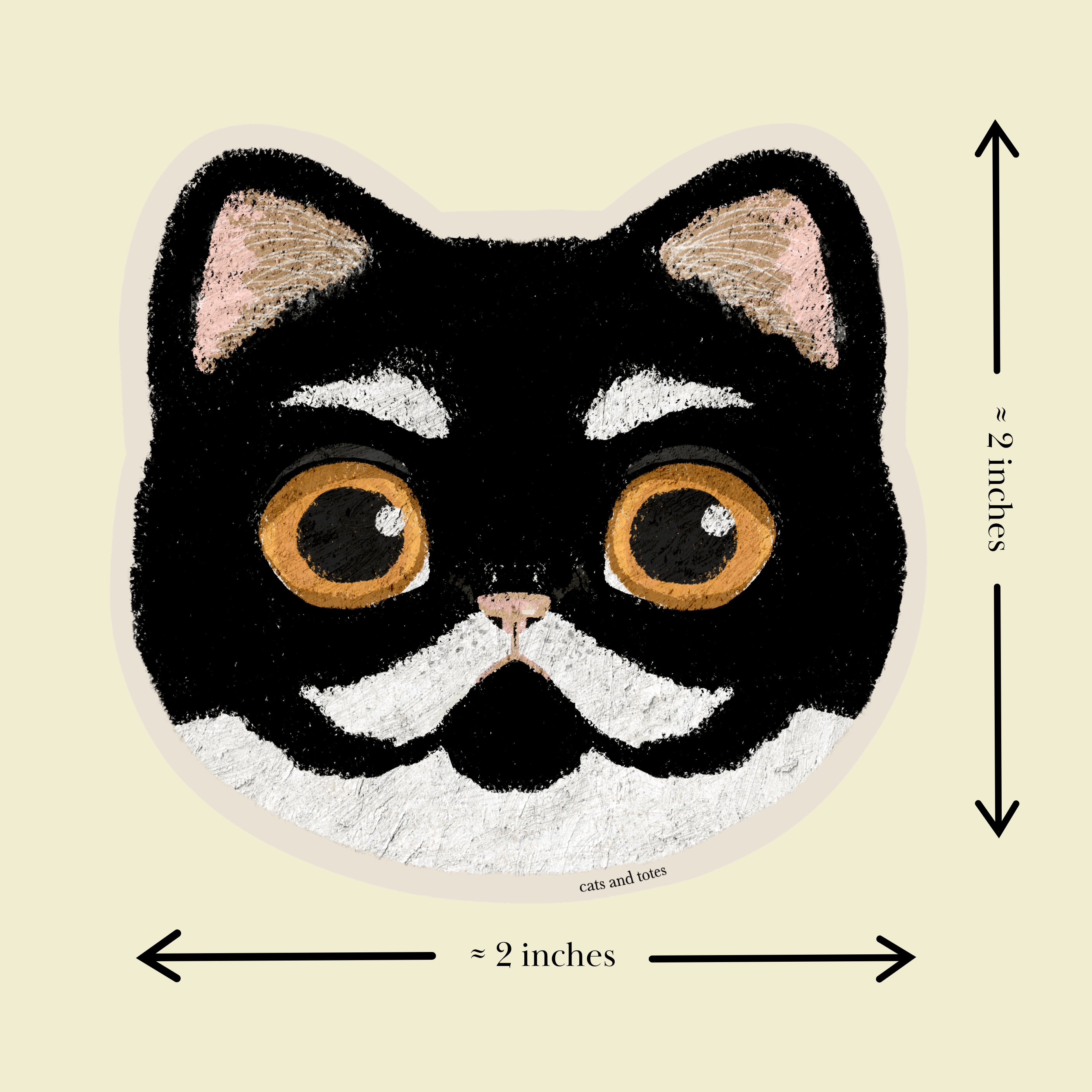 funny tuxedo cat cat sticker vinyl matte cute pastel original artwork fun and whimsical design