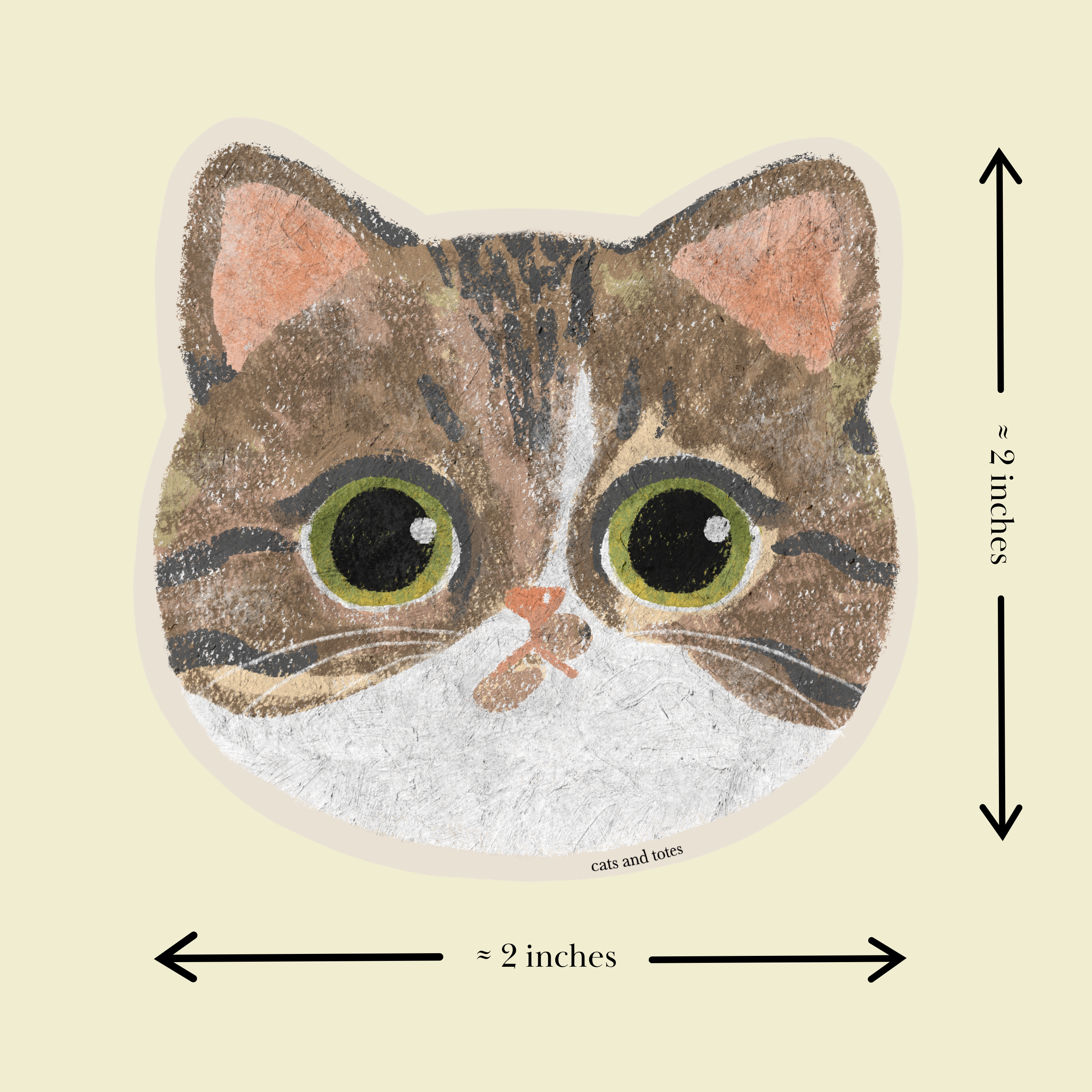 tabby american shorthair cat sticker vinyl matte cute pastel original artwork fun and whimsical design