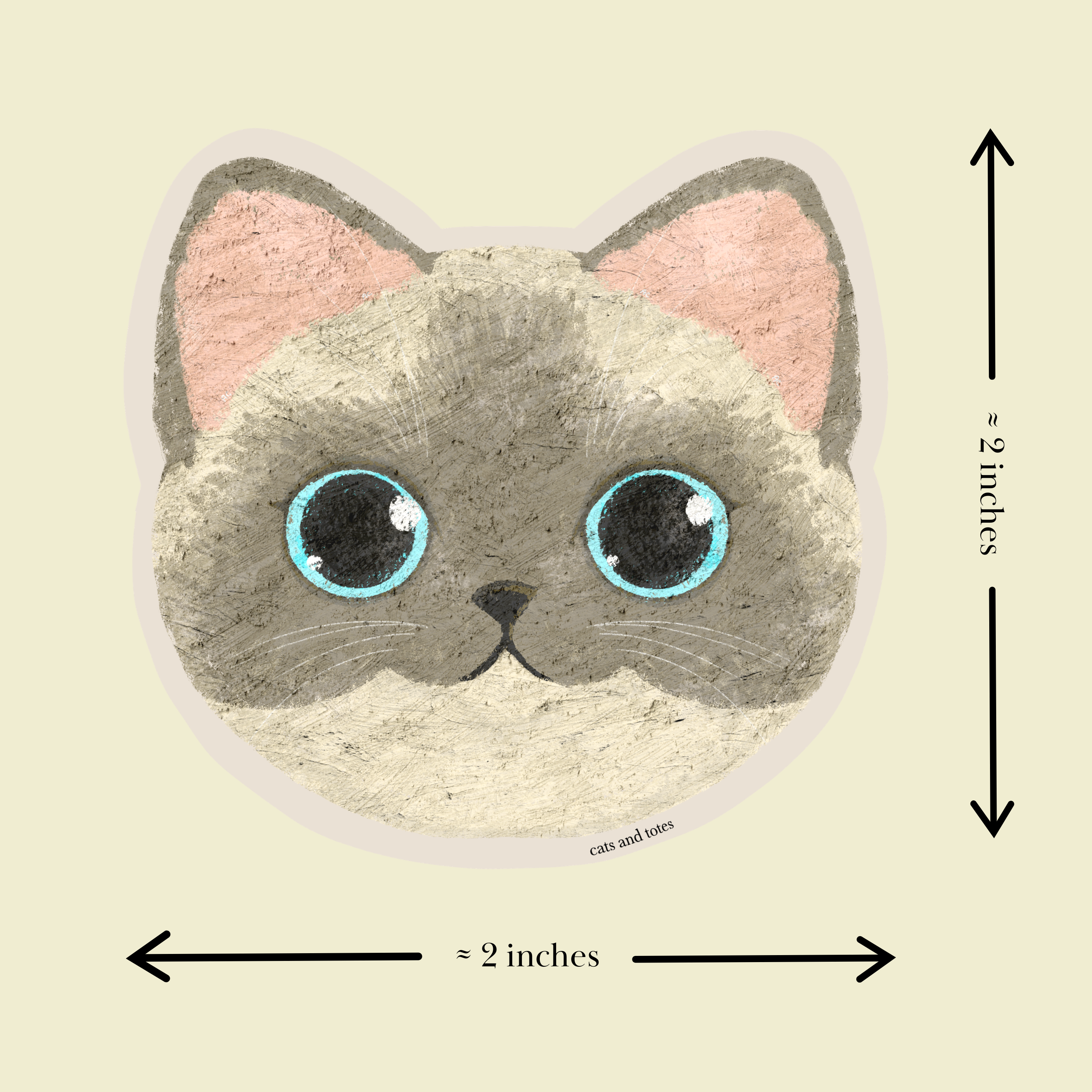 siamese cat cat sticker vinyl matte cute pastel original artwork fun and whimsical design