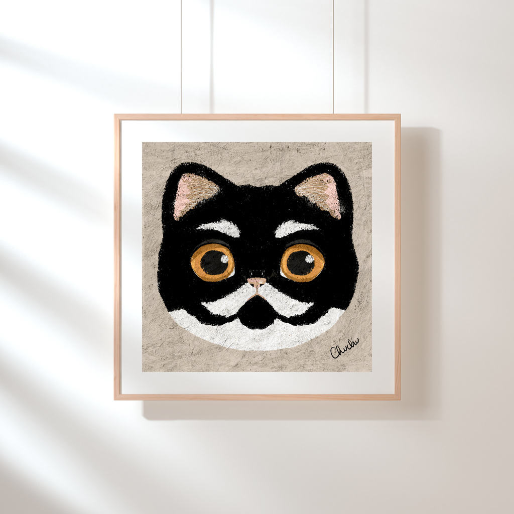 funny tuxedo cat portrait painting home decor hanging frame painting print