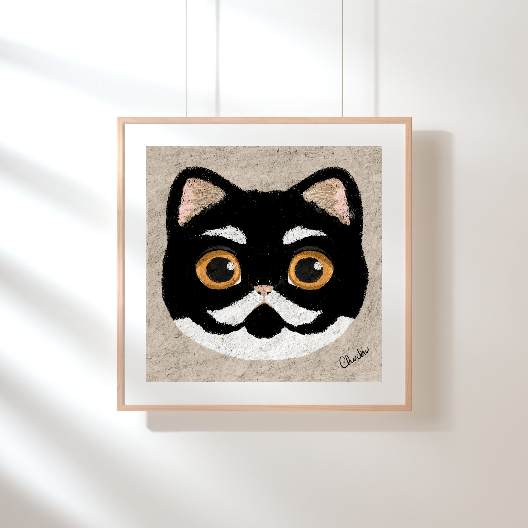 funny tuxedo cat portrait painting home decor hanging frame painting print