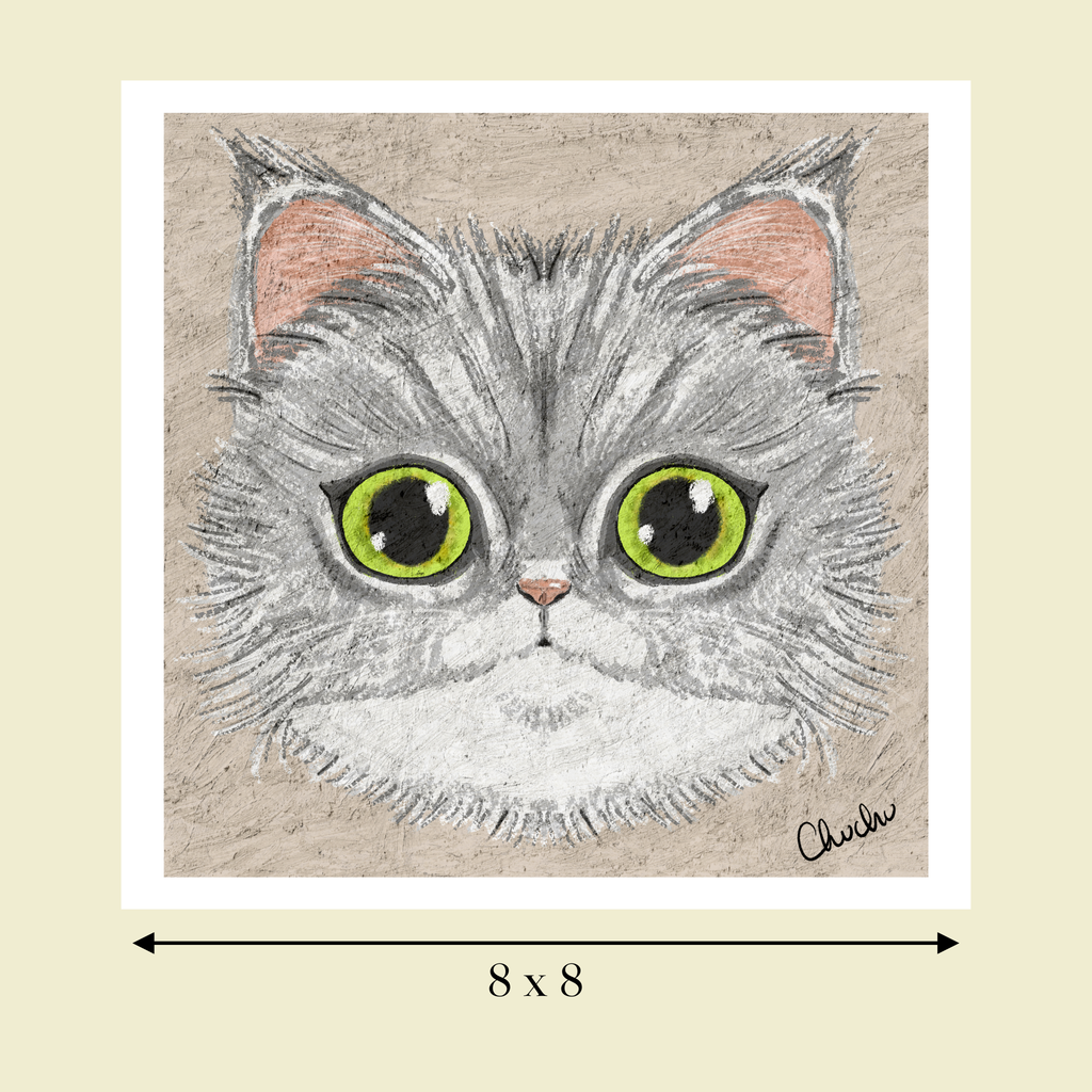 maine coon cat art print image size reference