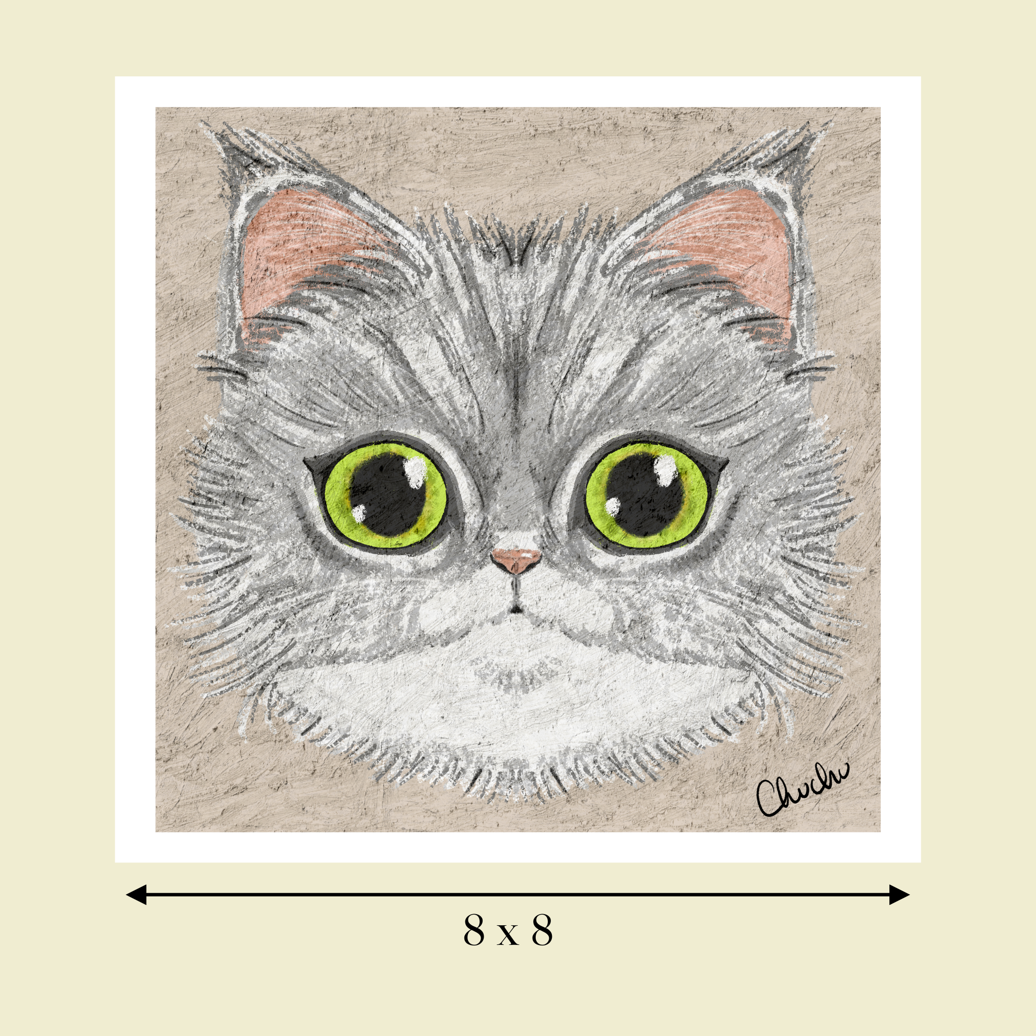 maine coon cat art print image size reference