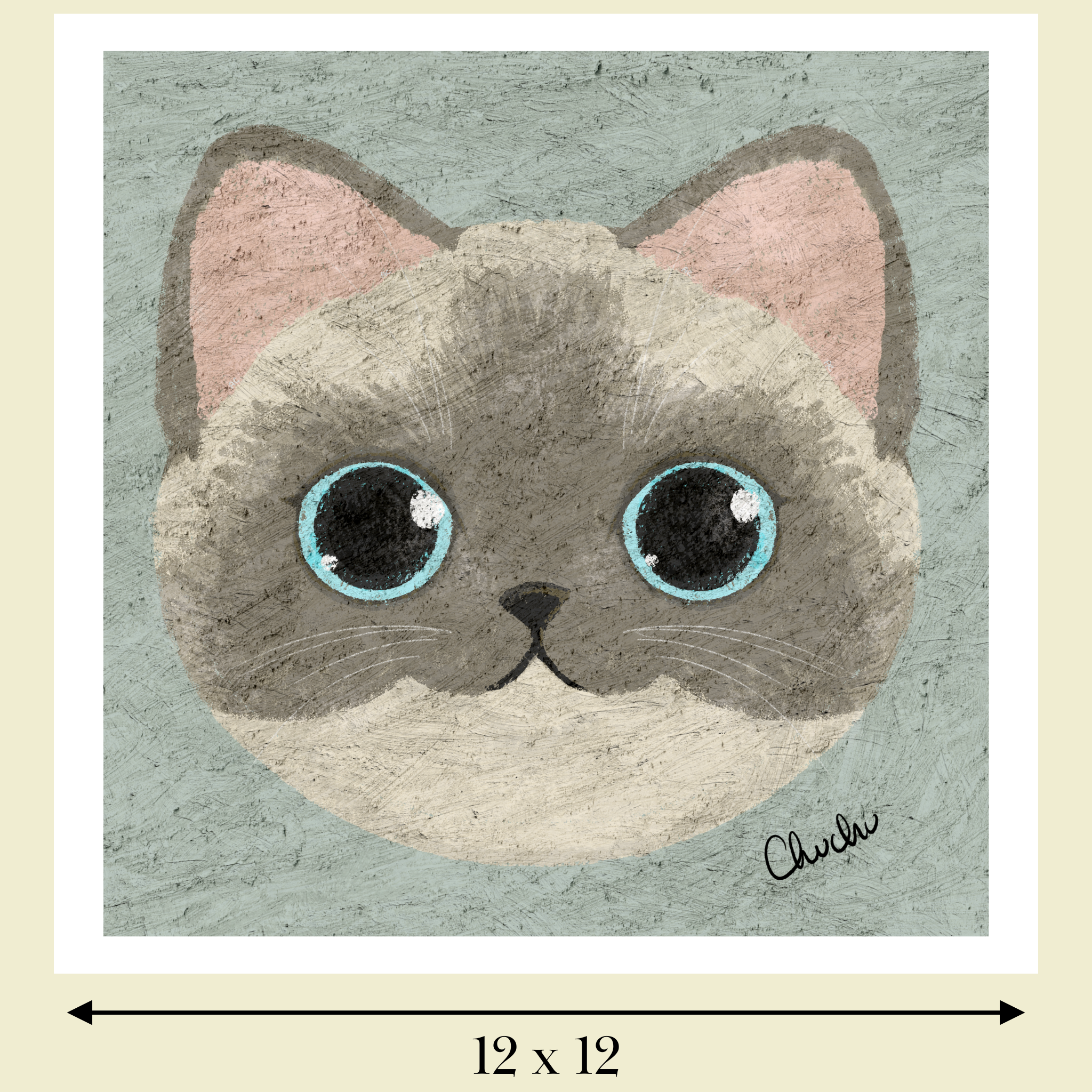 siamese cat art print image size reference