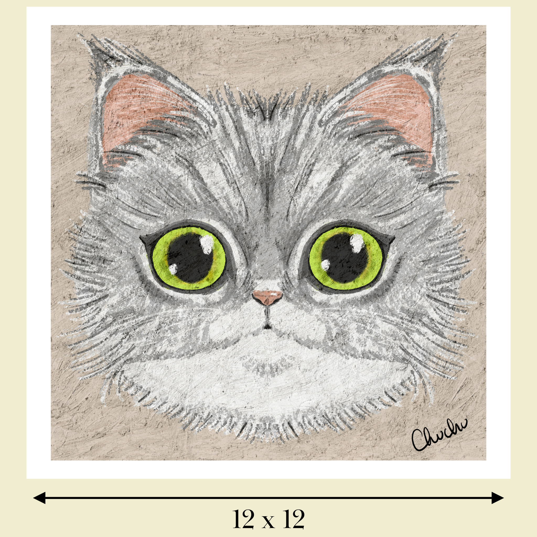 maine coon cat art print image size reference