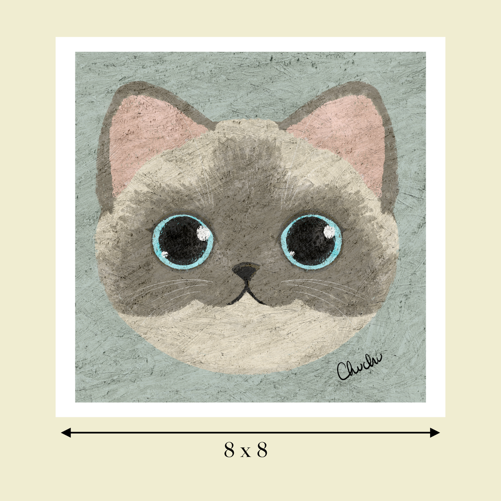 siamese cat art print image size reference
