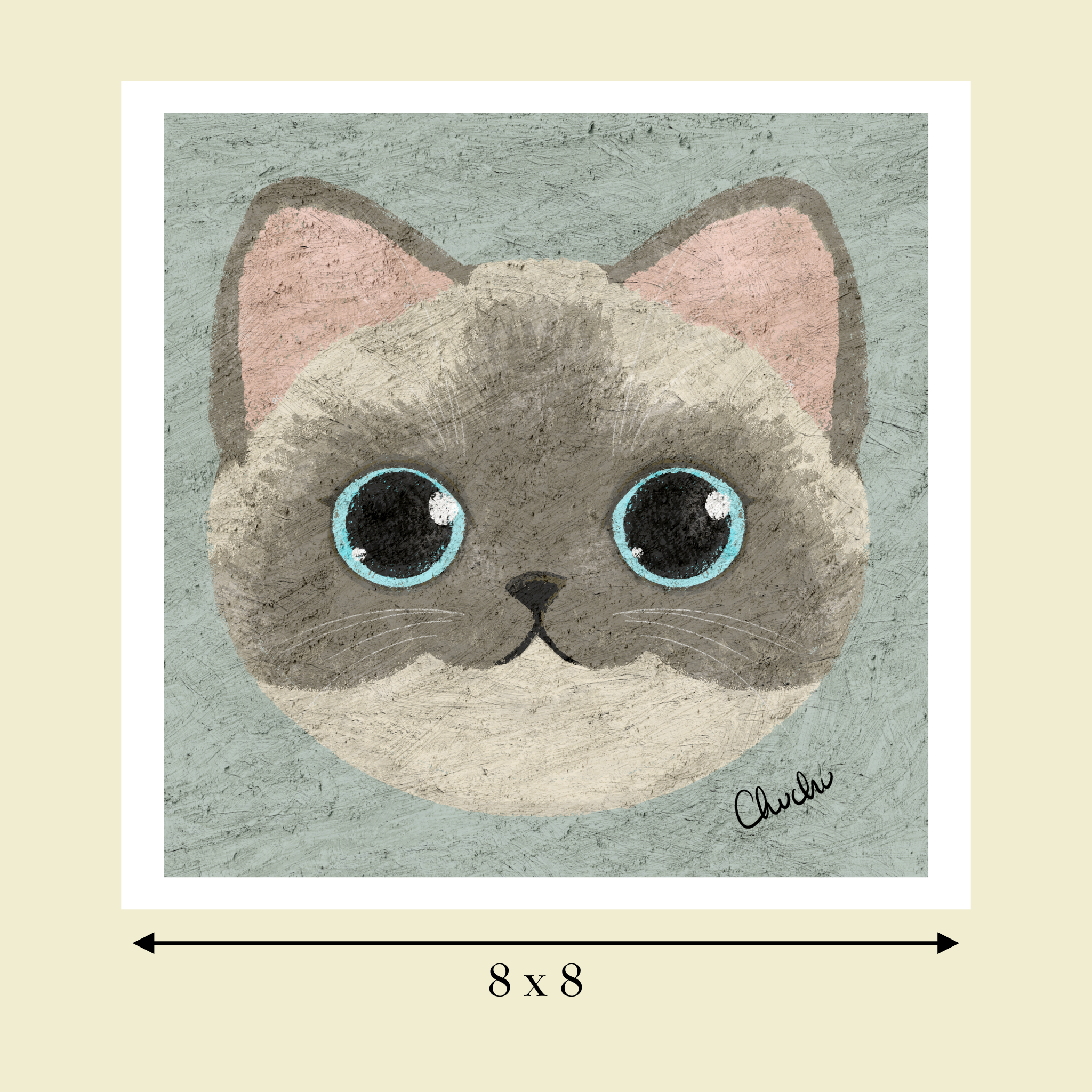 siamese cat art print image size reference